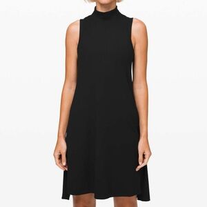 LULULEMON Black Gone For The Week Modal Ribbed Mock Neck Swing Dress Size Small